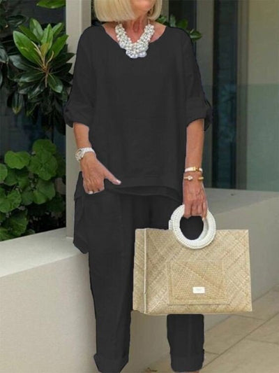 Carla - Round Neck 2 Piece Casual Suit