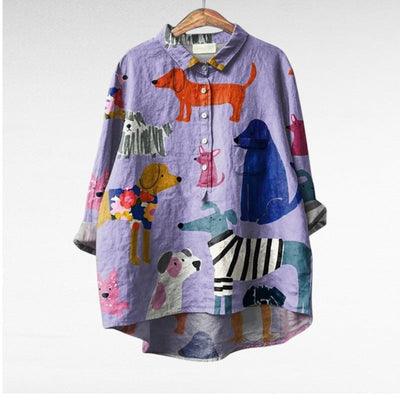 Emma & William® | Exclusive Ladies Blouse with Dog Print