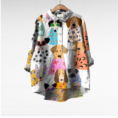 Emma & William® | Exclusive Ladies Blouse with Dog Print