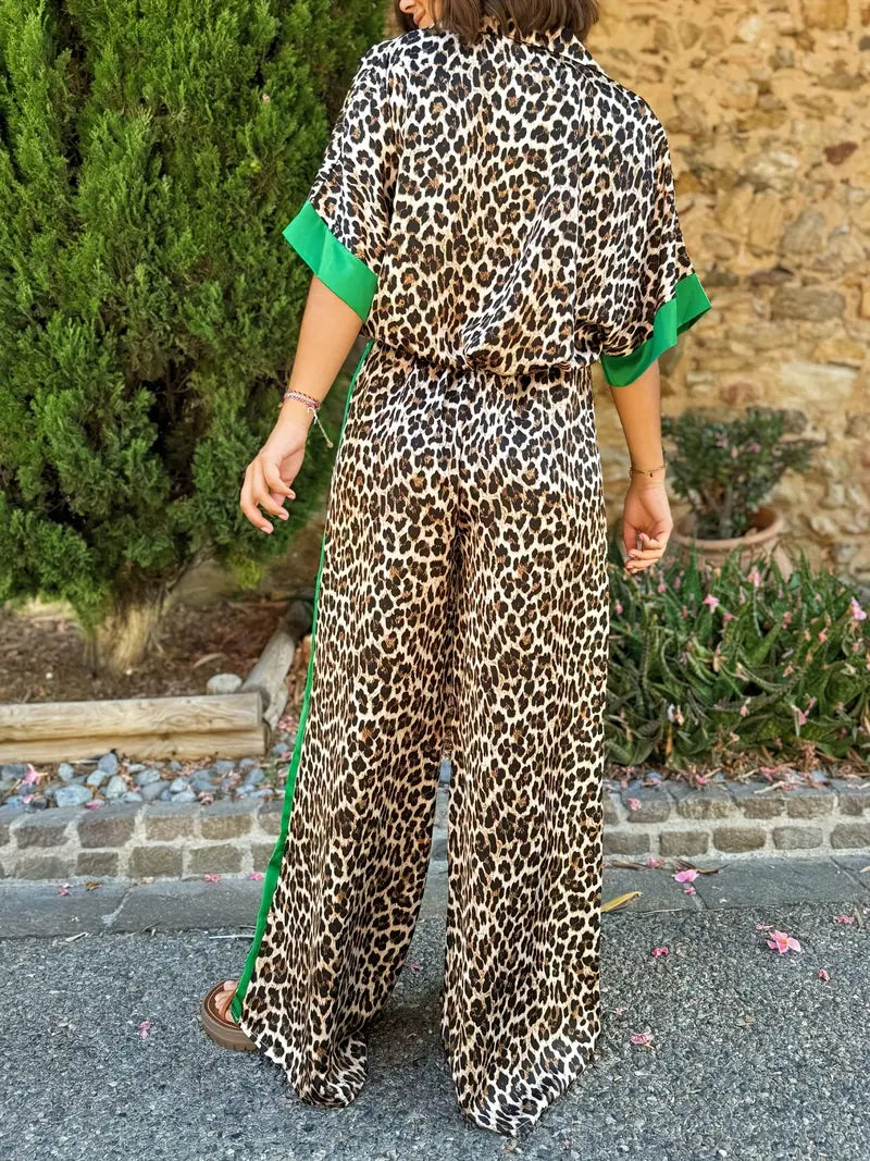 Chiara ™ - Leopard Print Set with Wide Leg Pants