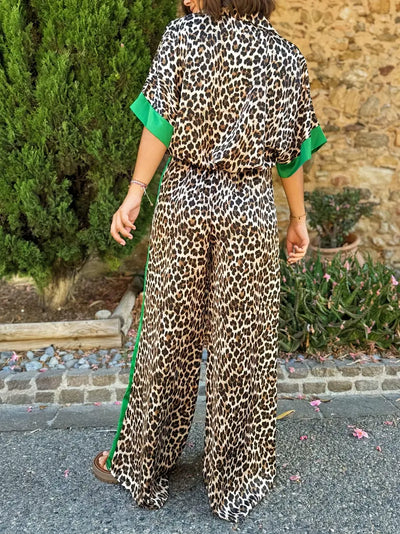 Chiara ™ - Leopard Print Set with Wide Leg Pants