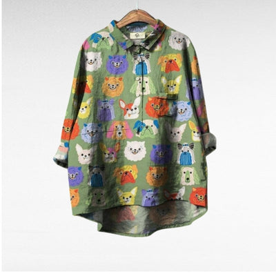 Emma & William® | Exclusive Ladies Blouse with Dog Print