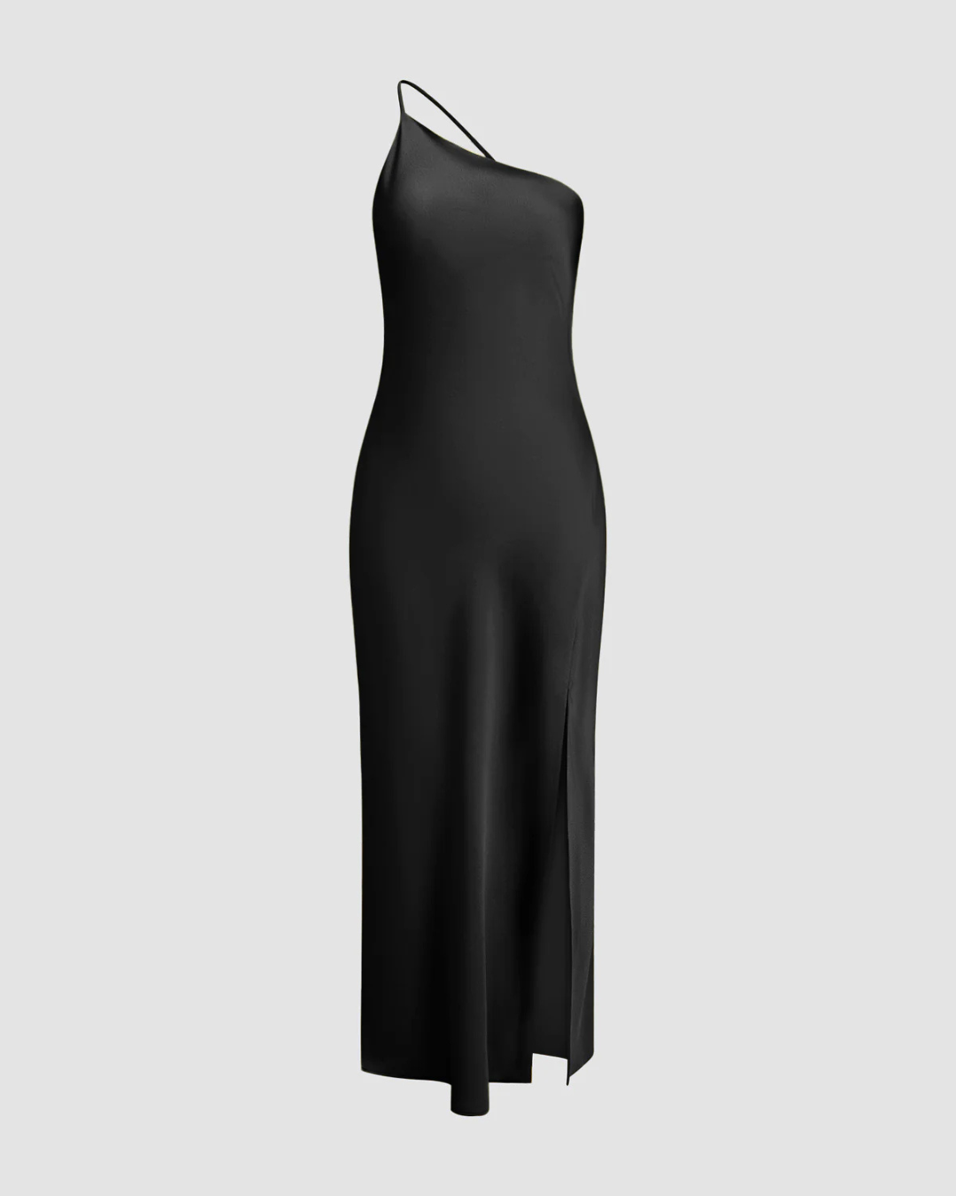 Maliah - Moonlight Open Back Satin Slit Long Dress