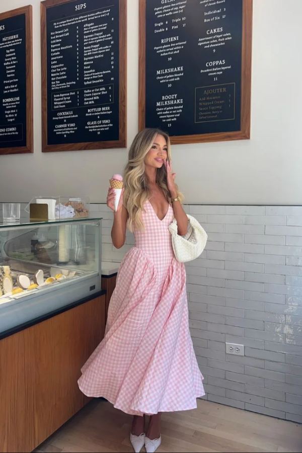 Janelle - Classic Plaid Midi Dress Timeless Style Meets Modern Comfort