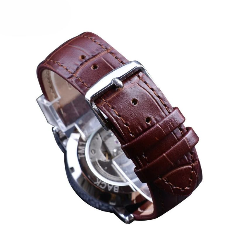 Fashionable luxury fully automatic leather wristwatch