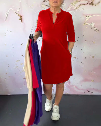 Honey™ - Plain dress with V-neck