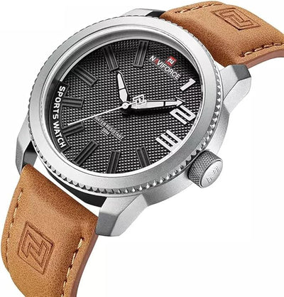 Military, sporty, shockproof leather watch