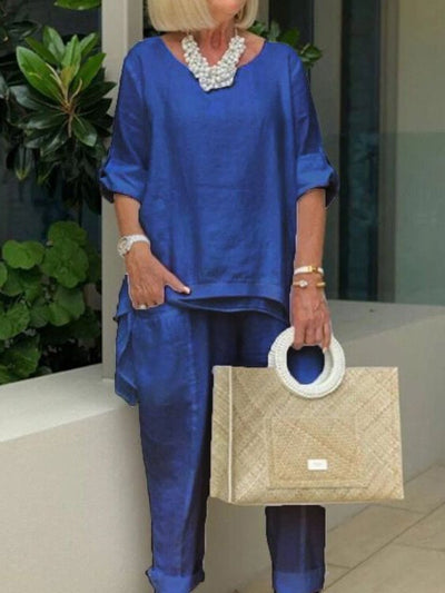 Carla - Round Neck 2 Piece Casual Suit