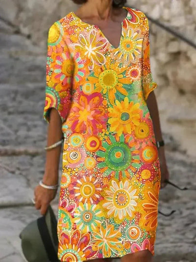 Daisy Floral Dress in Vibrant Colors