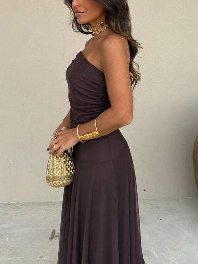 Sophia One Shoulder Mesh Maxi Dress