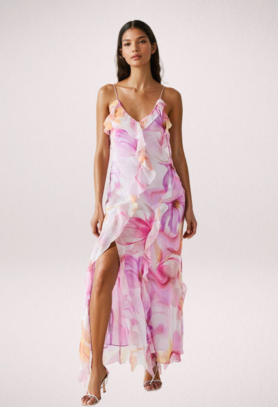 Sheila – Breezy Ruffled Floral Maxi Dress