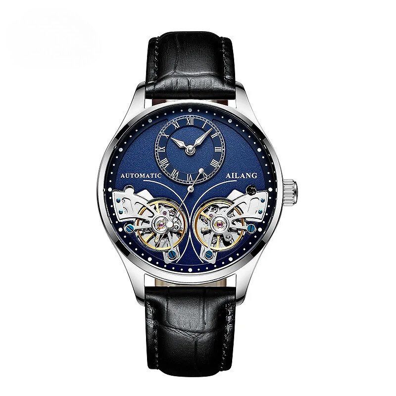 Mechanical watch with double tourbillon and luminous display