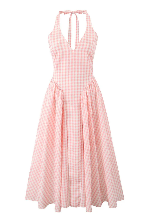 Janelle - Classic Plaid Midi Dress Timeless Style Meets Modern Comfort