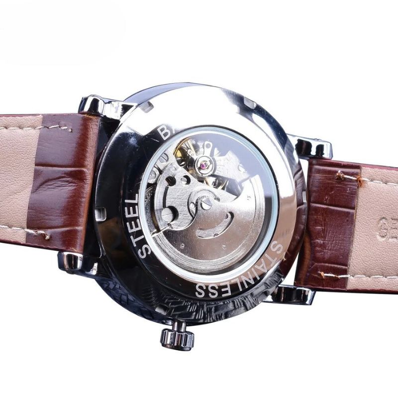 Fashionable luxury fully automatic leather wristwatch