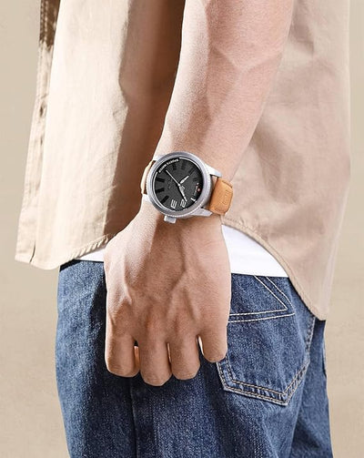 Military, sporty, shockproof leather watch