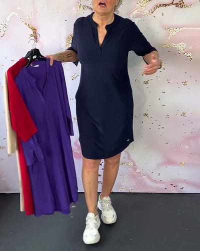 Honey™ - Plain dress with V-neck
