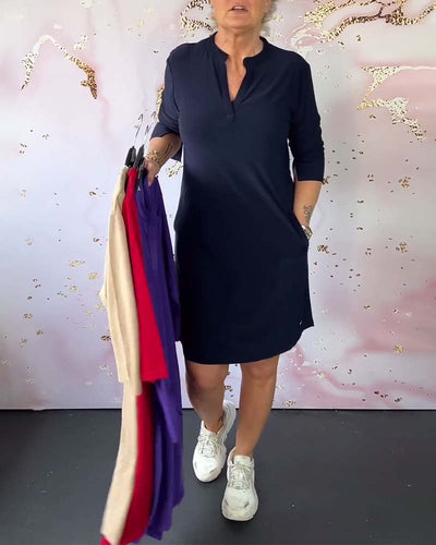 Honey™ - Plain dress with V-neck