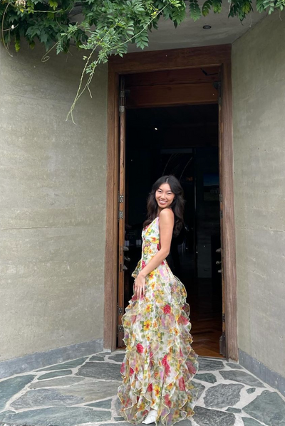 Frida | Delicate Ruffled Chiffon Maxi Dress