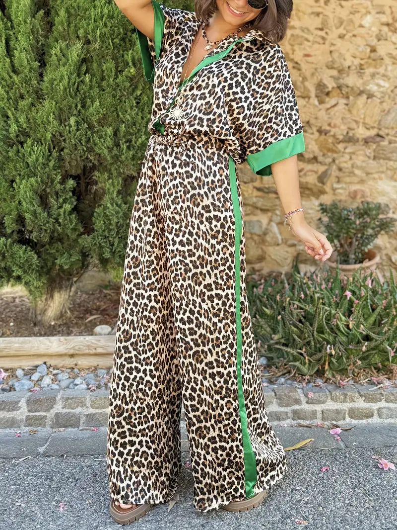 Chiara ™ - Leopard Print Set with Wide Leg Pants