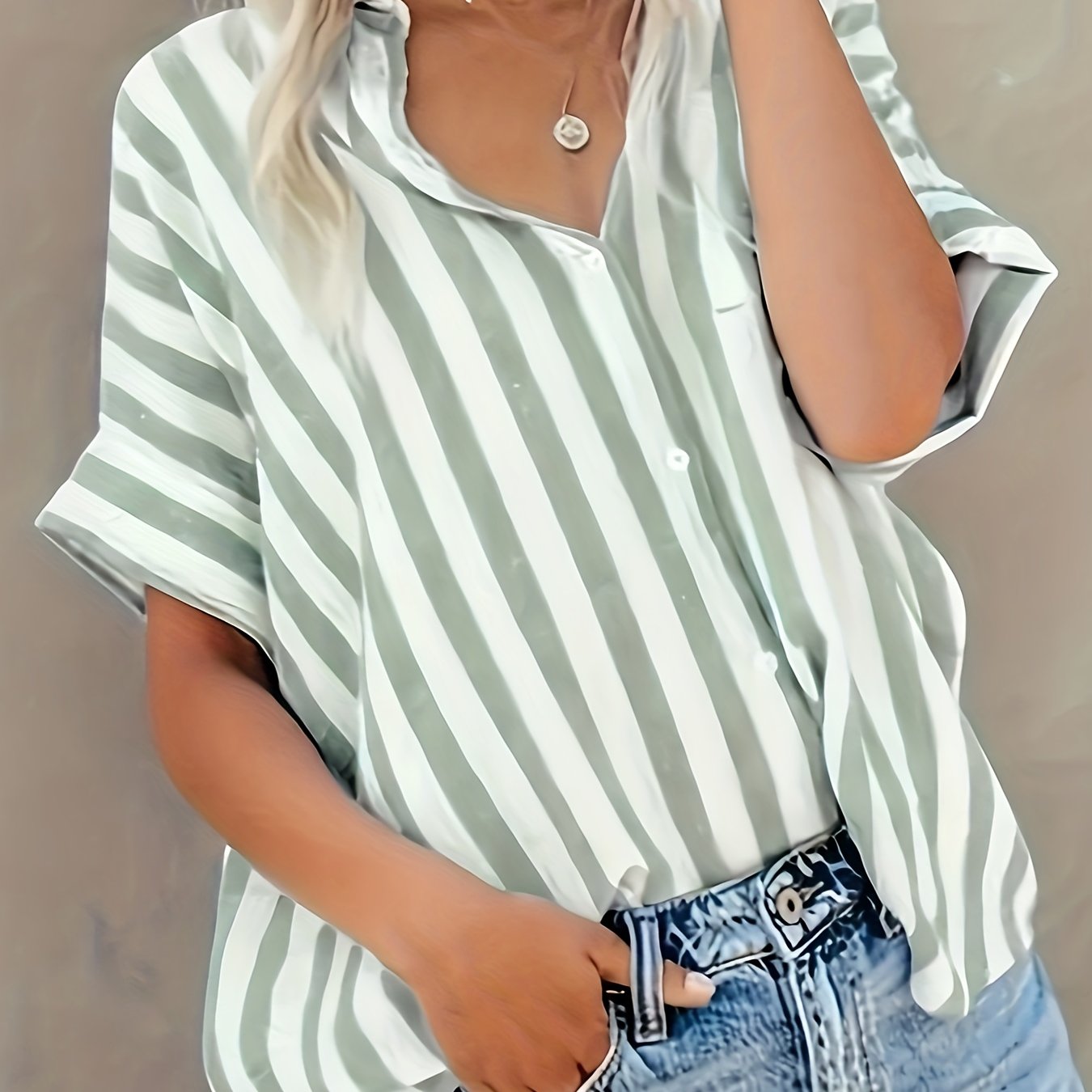 Sienna™  | Elegant Striped Button-Front Blouse