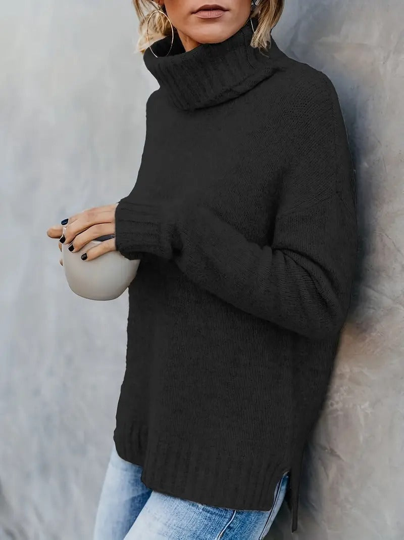 Emma - Slit Sleeve Turtleneck Sweater