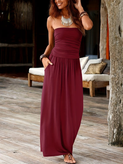 Rose Bandeau Maxi Dress – Bold Florals, Effortless Elegance