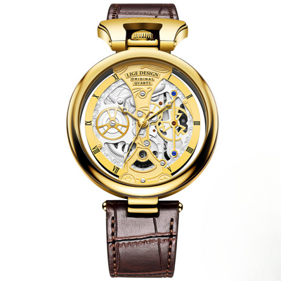 Fashionable men's watch with flat case