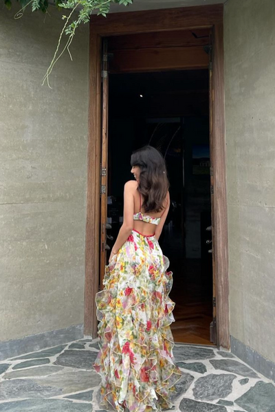 Frida | Delicate Ruffled Chiffon Maxi Dress