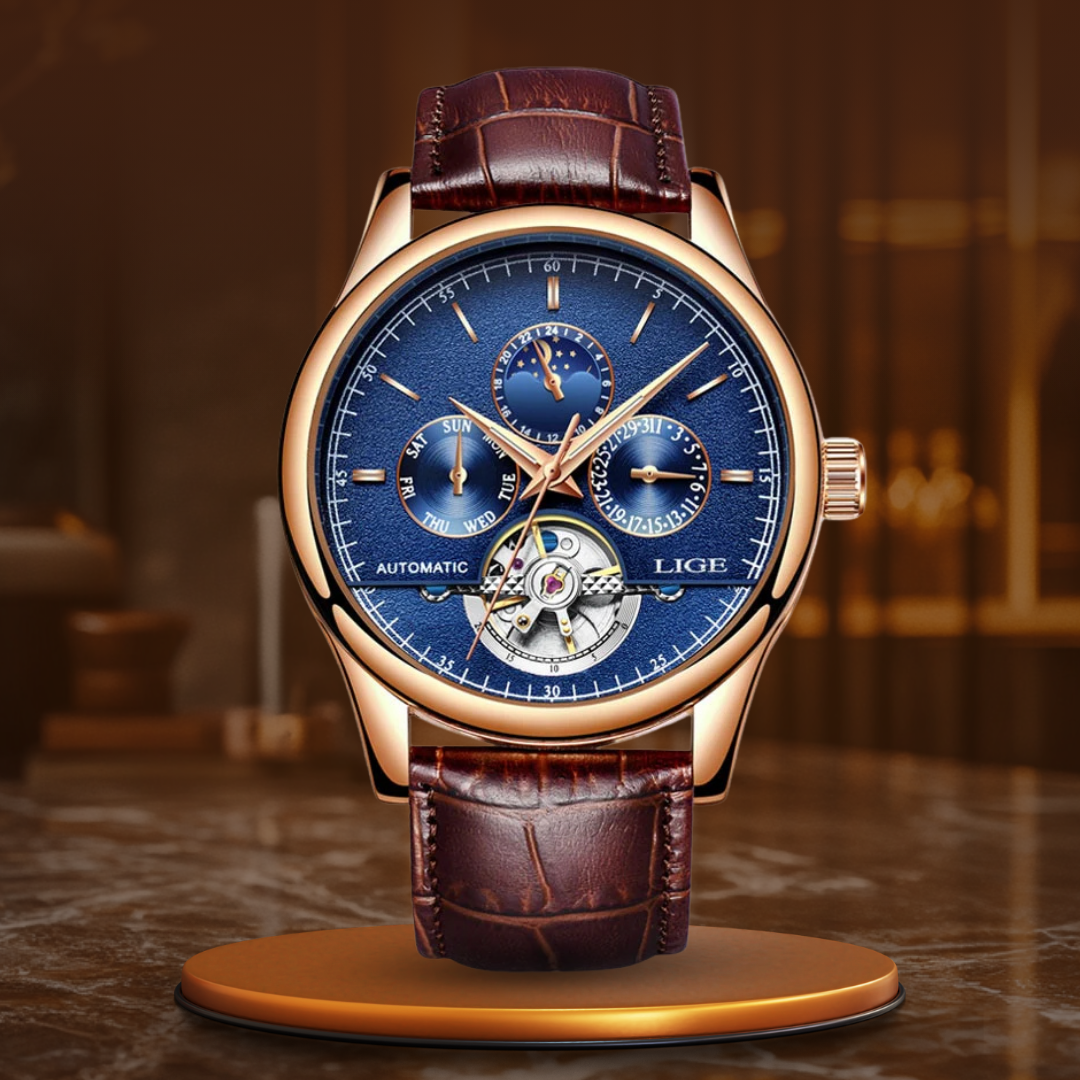 automatic watch with mechanical tourbillon