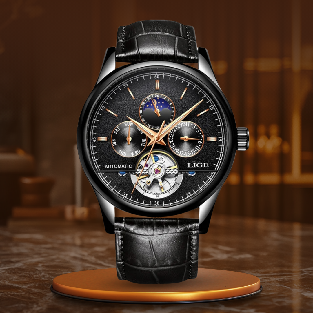 automatic watch with mechanical tourbillon