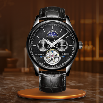 automatic watch with mechanical tourbillon