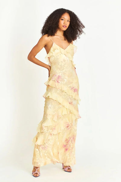 Lucy - Cascading Ruffle Maxi Dress Flowing Elegance with Playful Movement
