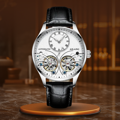 Mechanical watch with double tourbillon and luminous display