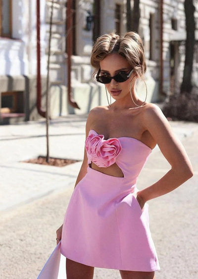 Maricel |  Structured Floral Couture Mini Dress
