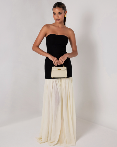 Nadia – Classic Strapless Chiffon Maxi Dress