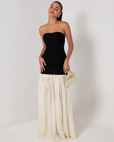 Nadia – Classic Strapless Chiffon Maxi Dress