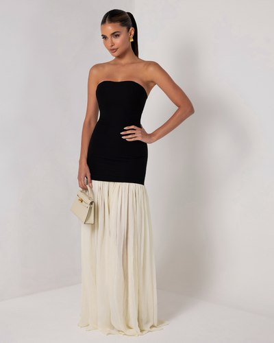 Nadia – Classic Strapless Chiffon Maxi Dress