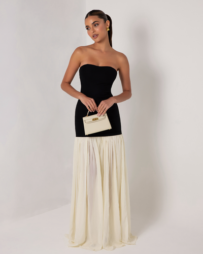 Nadia – Classic Strapless Chiffon Maxi Dress