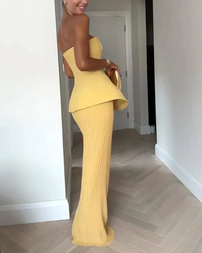 Serena - Elegant Strapless Maxi Dress Graceful Simplicity with Timeless Charm