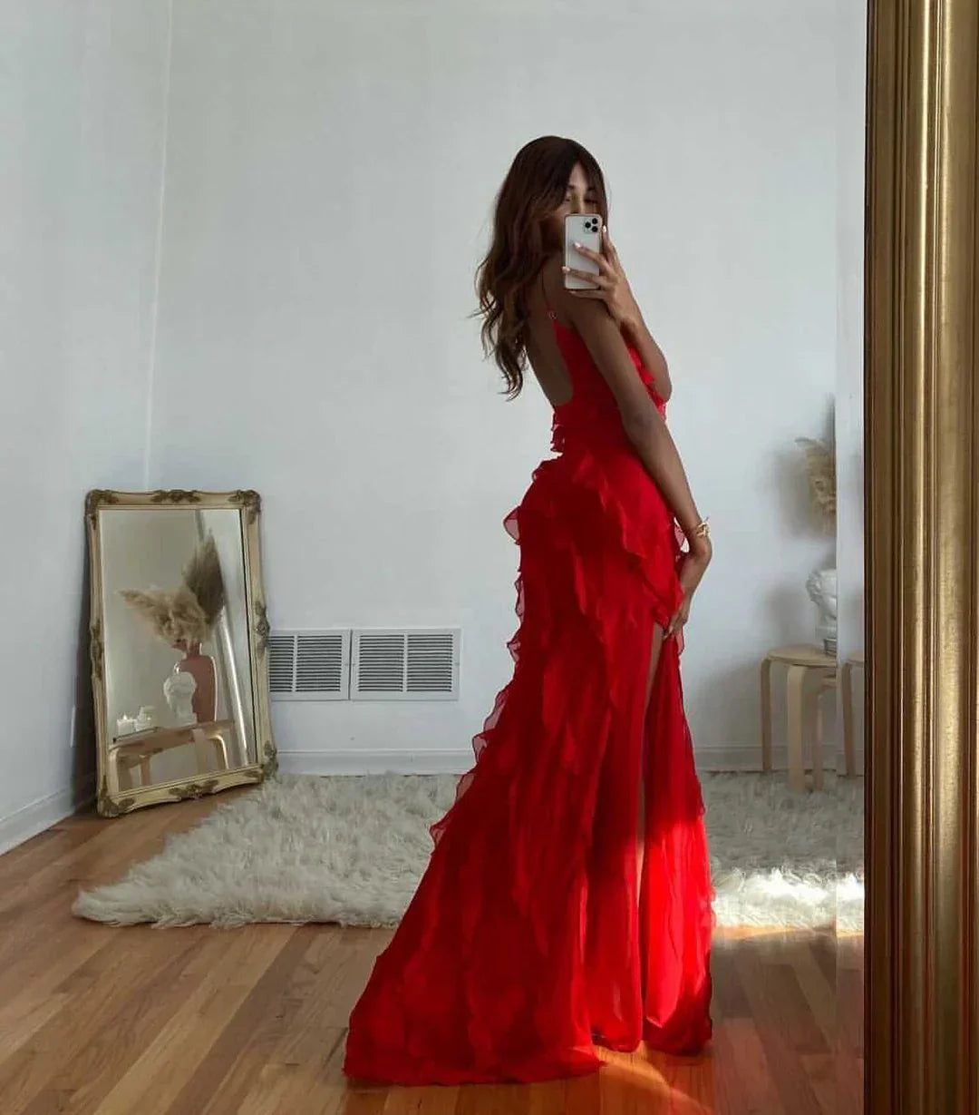 Mara - Backless Off-shoulder Maxi Dress Sultry Sophistication with a Flirty Twist