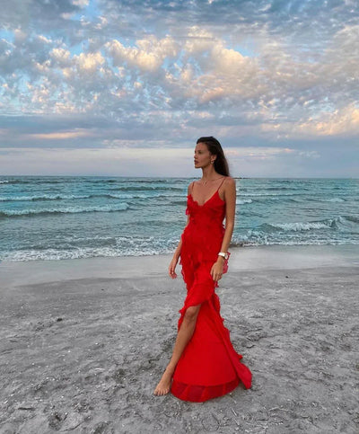 Mara - Backless Off-shoulder Maxi Dress Sultry Sophistication with a Flirty Twist