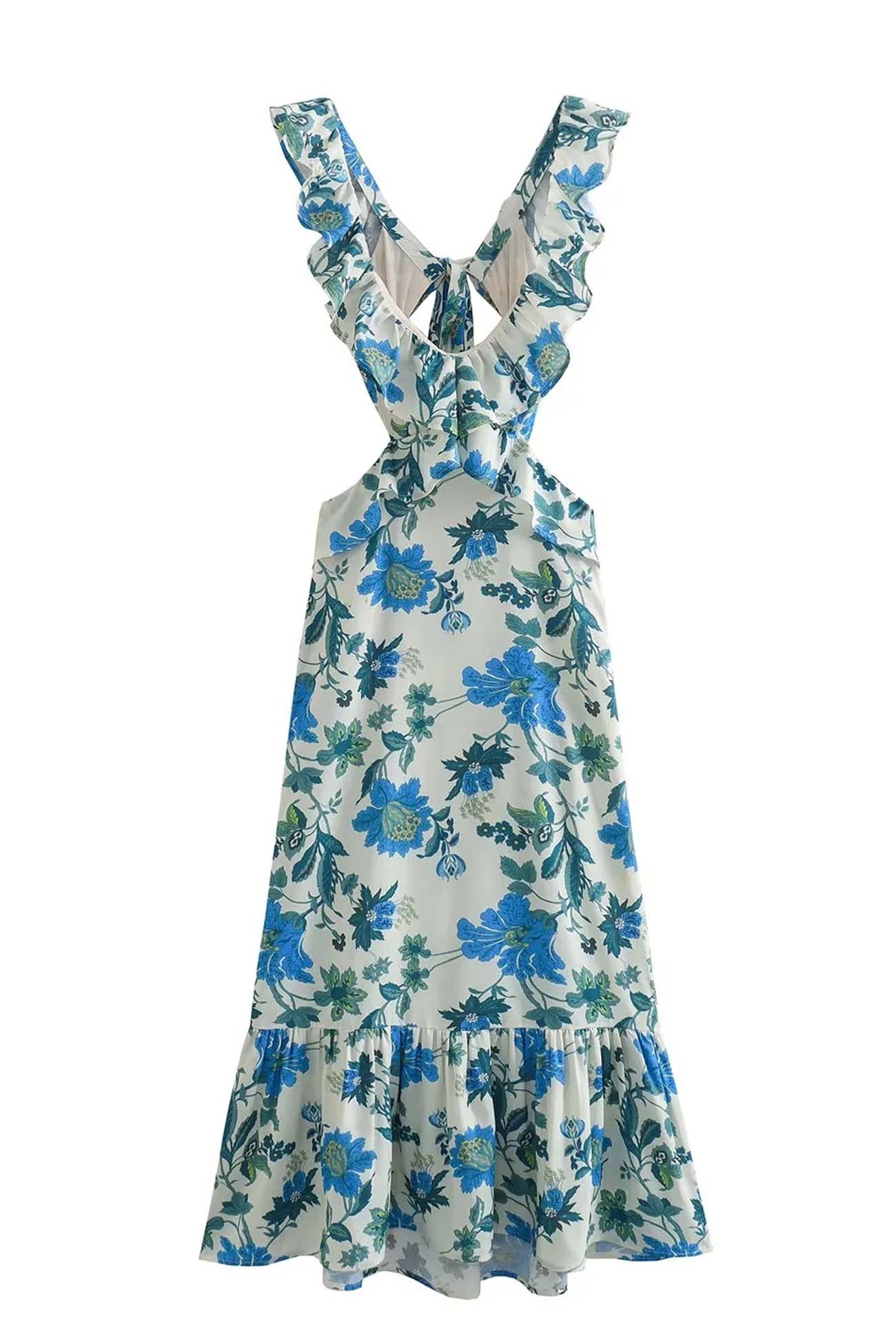 Caroline - Romantic Ruffled Floral Maxi Dress Soft Romance in Every Detail
