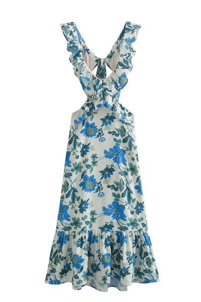 Caroline - Romantic Ruffled Floral Maxi Dress Soft Romance in Every Detail