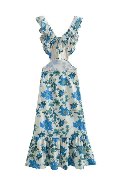 Caroline - Romantic Ruffled Floral Maxi Dress Soft Romance in Every Detail