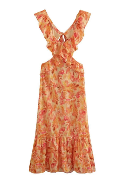 Caroline - Romantic Ruffled Floral Maxi Dress Soft Romance in Every Detail