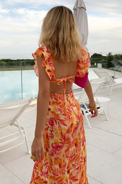 Caroline - Romantic Ruffled Floral Maxi Dress Soft Romance in Every Detail