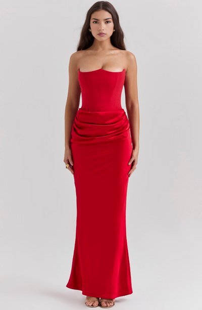 Vivian - Elegant Strapless Maxi Dress Timeless Grace with a Bold Touch