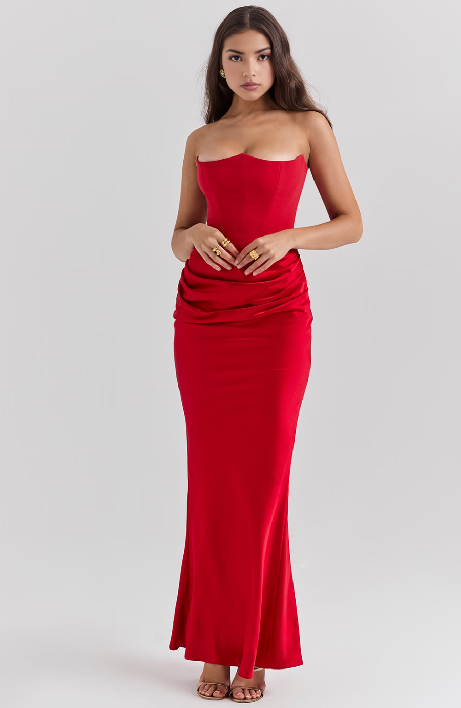 Vivian - Elegant Strapless Maxi Dress Timeless Grace with a Bold Touch