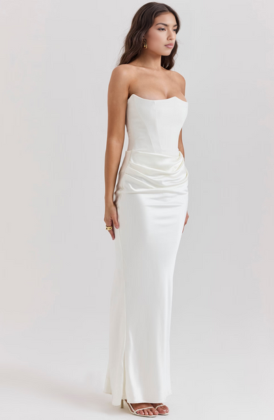 Vivian - Elegant Strapless Maxi Dress Timeless Grace with a Bold Touch