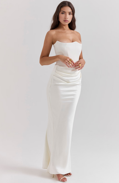 Vivian - Elegant Strapless Maxi Dress Timeless Grace with a Bold Touch